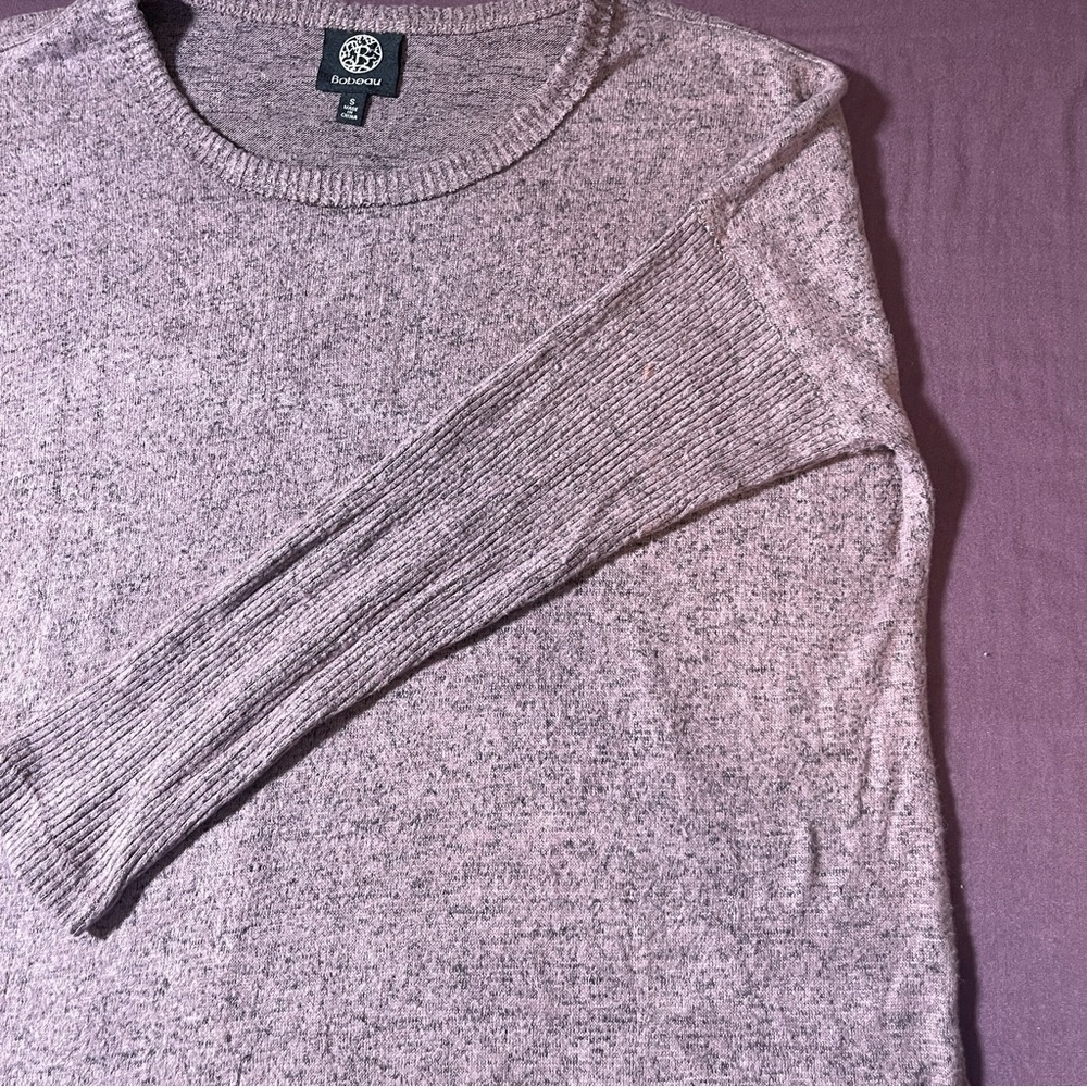 Bobeau Mauve Heathered Long Sleeve Hi Lo Knit Shirt Top - Size Small - Picture 6 of 10